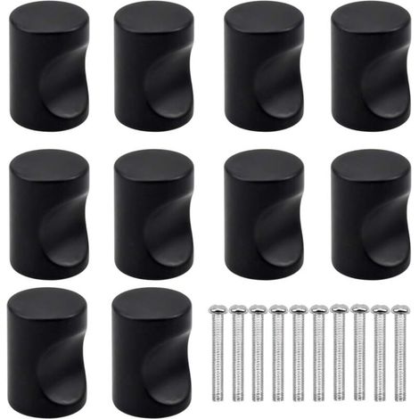 10 Pièces Boutons de Meuble, Noir Tiroir de Porte Poignée, Bouton de Meubles, 25x18mm (1/5)