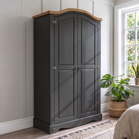 Mercers Furniture Corona Charcoal Grey 2 Door Arch Top Wardrobe (1/4)