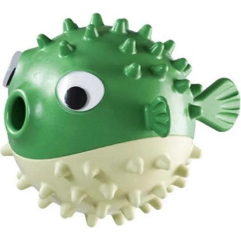 Balle anti-fuite de nourriture pour chien en forme de poisson, jouet résistant aux morsures, verte (1/5)