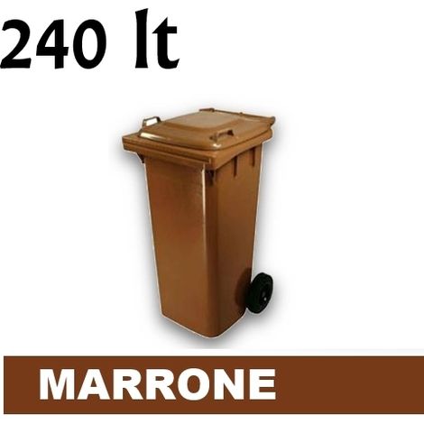 Cassonetto/Pattumiera/Contenitore/Bidone per raccolta rifiuti uso esterno 240lt Marrone