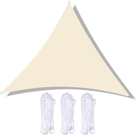 Toldo triangular impermeable y resistente a los rayos UV para patio, jardín o césped, 5 x 5 x 5 m, color blanco roto. (1/5)