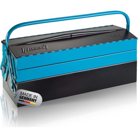 Caisse à outils métallique 190L vide avec compartiment de fond spacieux et 4 compartiments latéraux dépliables pour un rangement ordonné des outils (1/5)