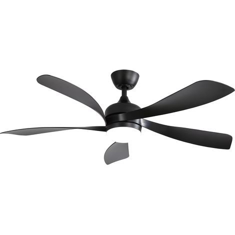 Ventilateur plafond 52″ 5 pales LED – Moteur DC 6 vitesses, télécommande – Noir (1/2)