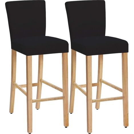Washable stretch chair covers – Set of 2 – Soft and breathable material – Suitable for bar stools – Black (1/5)