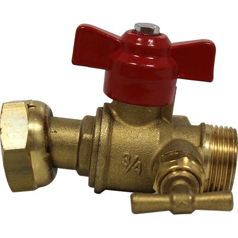 Robinet après compteur droit à purge Mâle 3/4" (20x27) - écrou tournant 3/4" (20x27) (1/5)