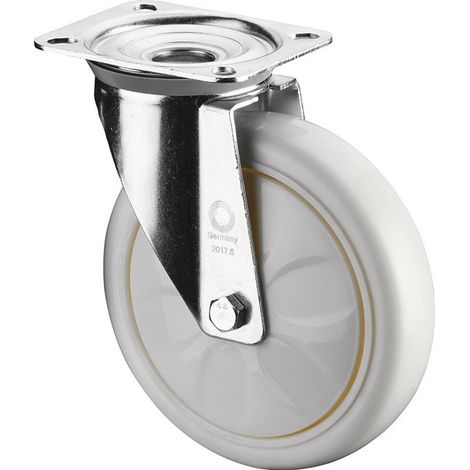 Roulette D.150mm Capacité.300kg plastique L135xB110mm blanc BS ROLLEN