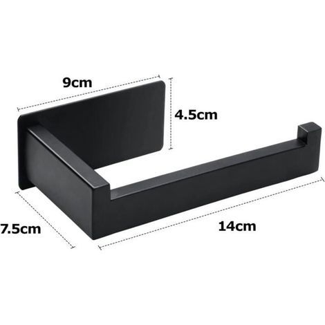 Black stainless steel no-drill toilet paper holder for bathroom and kitchen. (1/4)