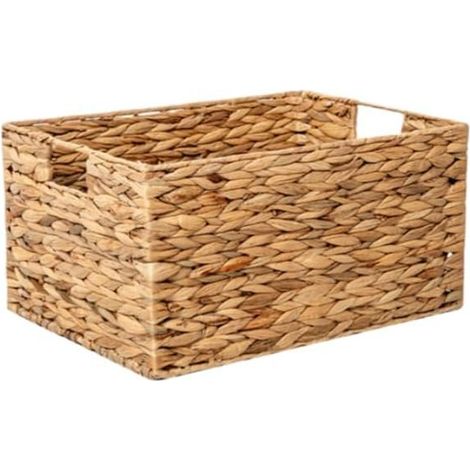Paniers de Rangement Tissé en Osier Naturel avec Poignées, Meubles Cubiques Pliables Vêtements, Coffres de Rangement avec Poignée, pour Cuisine, Salle de Bain, Chambre a Coucher, Jouets, Toilette (1/5)