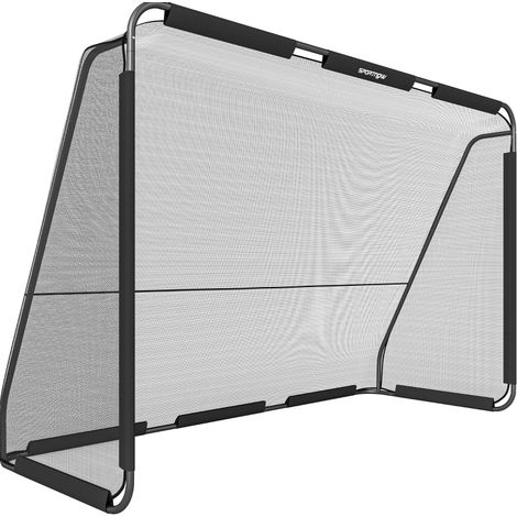 Portería de fútbol de 300x200 cm para jardín, estructura metálica, red de poliéster denso, negro (1/5)