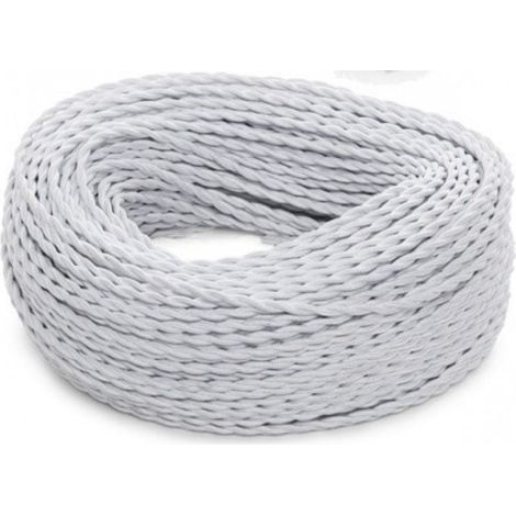 Cable Eléctrico Textil Trenzado Seda 2x 0,75mm Blanco, venta por metros