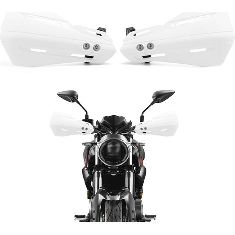 protege main moto universels Motocross Hand Protection 7/8'' (22 mm) Protège-mains moto pour Cafe Racer, Bobber, Chopper, Scooter, Vélo électrique (Blanc) (1/5)