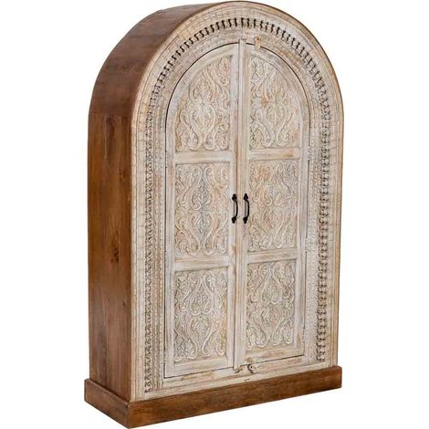 Armario de madera artesanal marrón y blanco 2 puertas 112x41x181h cm (1/5)