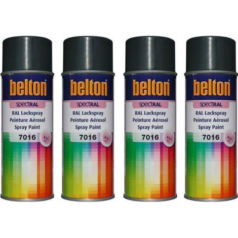 Lot de 4 bombes de peinture Belton Spectral RAL7016 Gris anthracite