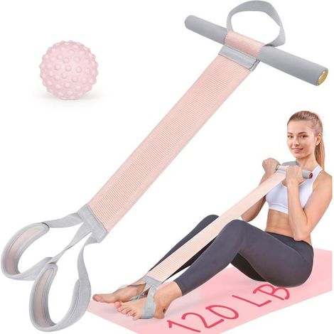 Ecleanfy - Bande de résistance avec poignées, bande de résistance élastique rose, supporte une charge de 54 kg (120 livres). (1/5)
