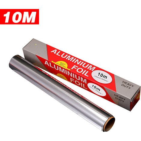 Papel de aluminio grueso de 30 cm x 10 µm, antiadherente, para cocinar, asar a la parrilla y al espetón, rollo de 20 m. (1/5)