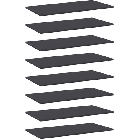 vidaXL Panneaux de bibliothèque 8 pcs Gris 80x40x1,5 cm Aggloméré