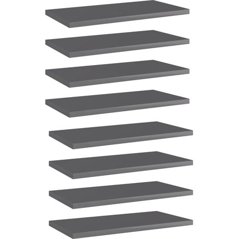 Panneaux bibliothèque 8pcs Gris brillant 40x20x1,5cm Aggloméré vidaXL
