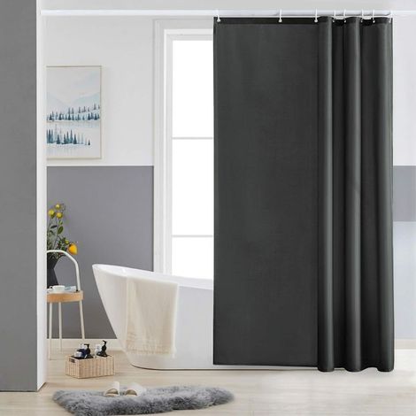 Curtain of Shower Washable Fabric Waterproof Gray Fonce Curtain of Bathtub Anti Mold Textile in Polyester 120x200cm with 8 Hooks (1/5)