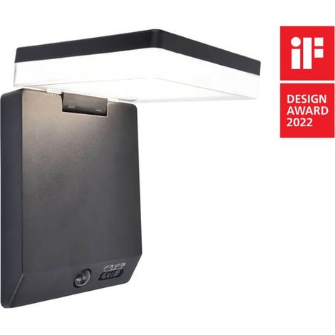 Applique extérieure LED solaire 8W détecteur MOZE Lutec noir (1/3)