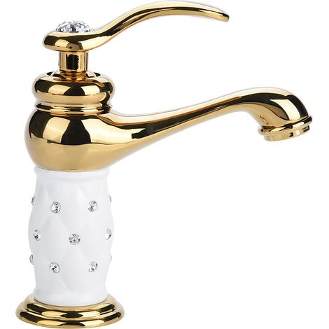 Eosnow,Miscelatore Lavabo con Altri Accessori Rubinetto Lavabo Ottone Massiccio Per Lavabo Bagno Design Moderno Laccato Cromato Rame Rubinetteria Bai(dorato) (1/5)