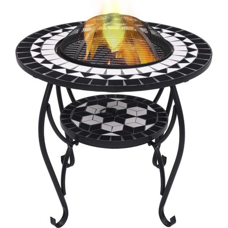 vidaXL Tavolo con Braciere a Mosaico Nero e Bianco 68 cm in