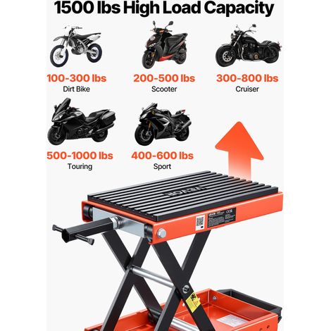 Cric de Moto à Ciseaux, Pont Élevateur Compact Charge 680 kg Plage de Levage 10,5-35 cm, pour Entretien Motocross, Lève Moto en Aci… (1/5)