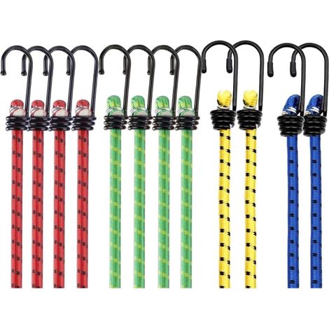 12 pcs 45cm tendeurs avec Crochets, Sangles élastiques Multi-usages pour Voiture, vélo, Camping et Rangement (1/5)