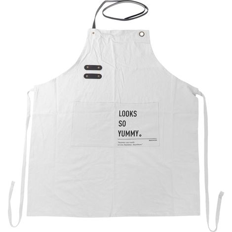 Tablier adulte coton lin blanc réglable avec poche pratique pour cuisine ménage jardinage 63x71.5cm (1/5)