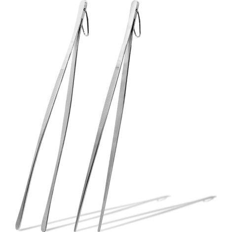 2 Pièces Pince Cuisine Inox 30,5 cm Pincette Cuisine Tête Pointue + Tête Ronde Pince de Cuisine pour Cuisiner, Griller, Servir (Argent) (1/5)