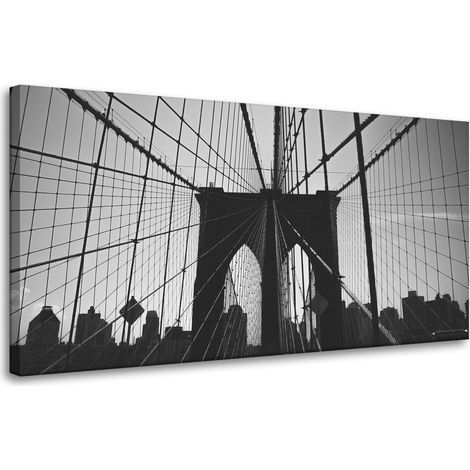 Leinwanddruck Architektur Brooklyn Bridge 80x40 Schwarzweiß USA