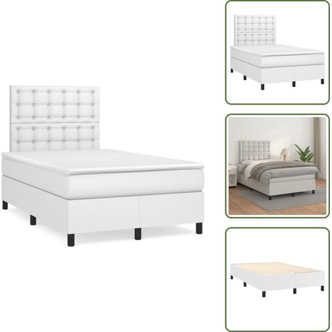 Letto con molle insacchettate - vidaXL Giroletto a Molle con Materasso Bianco 120x190 cm in Similpelle - Letto in similpelle
