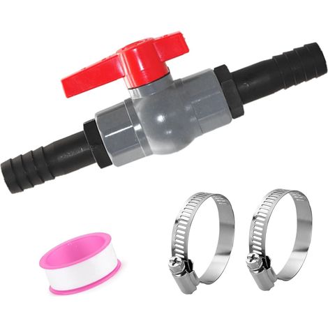 Robinet à Bille avec Raccord de Tuyau Vanne à Bille Robinet à Boisseau Sphérique en PVC 1 Vanne D'arrêT Filetage IntéRieur 1 1/4"(40mm), 2 Douilles de Tuyau 32mm (1/5)