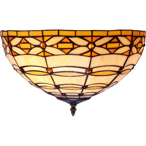 Plafonnier Tiffany grand diamètre 40cm Série Ivoire