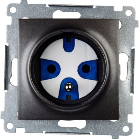 Simon 54 Enchufe 煤nico con/sin datos 16A IP20 con llave de autorizaci贸n antracita DGD1.01/48