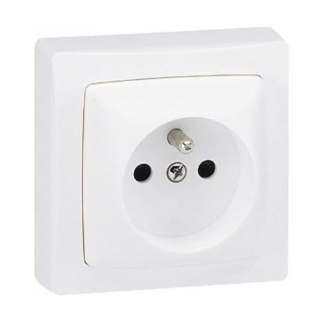 Enchufe de corriente 2P+T - caja empotrada completa - blanco
