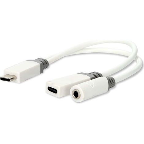 Adaptateur usb c usb 20 usb c male usb c femelle 35 mm femelle 010 m rond plaque or pvc blanc boite (1/2)
