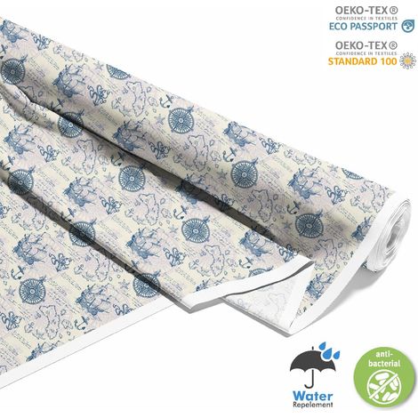 Dekorativer Outdoor-Stoff Oxford - Seekartenmotiv I DX257 (1/5)
