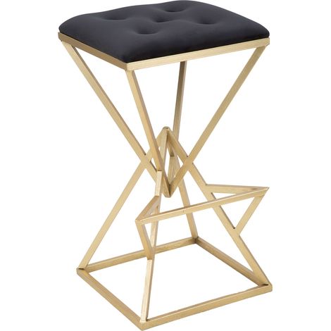 Sgabello Datipa, Imbottito, Colore Struttura oro, Materiale Struttura in Metallo, 40x40x75h cm Nero