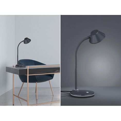LED Schreibtischleuchte BERRY flexibel, Kunststoff Titan, 33cm hoch (1/5)