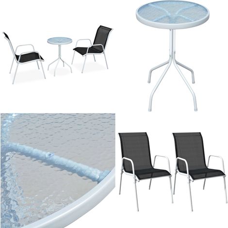 3-tlg. Bistro-Set Stahl Schwarz - Gartenmöbel - Esstisch - Bistroset - Outdoor Möbel - Stapelstuhl - Home & Living (1/5)