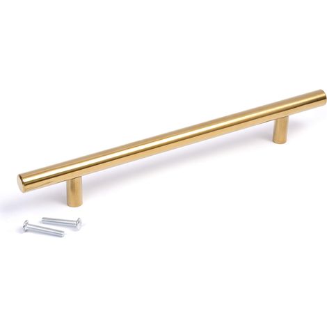 BSM Marketing Maniglia a T con finitura dorata, per cucina, camera da letto, bagno (1, 128 mm)