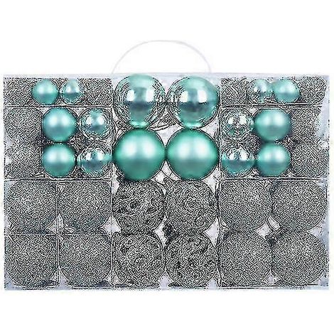 Boules de Noël en plastique, bleu ciel, lot de 100. (1/5)