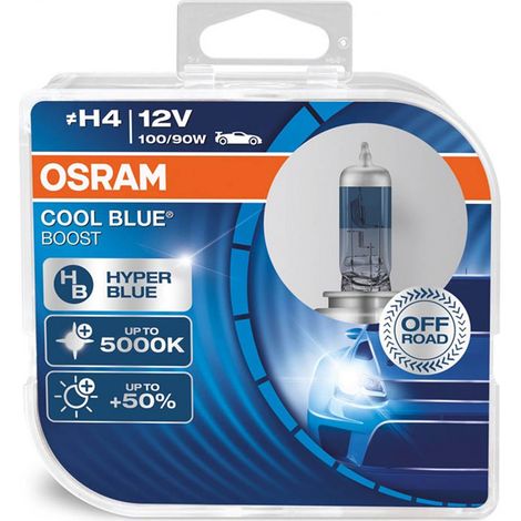 2X OSRAM H4 100/90W COOL BLUE BOOST, LAMPE DE PHARE HALOGÈNE, 62193CBB-HCB, 12V, P43t BOÎTE DUO