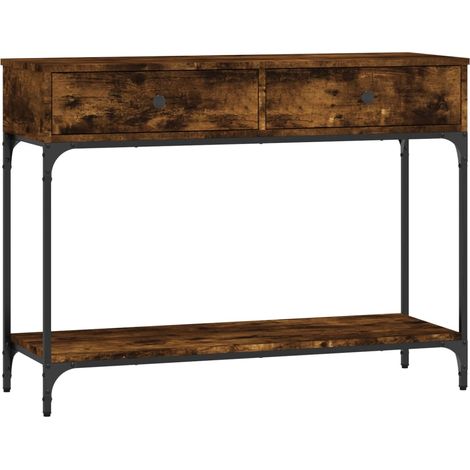 Table d'appoint console pratique avec tiroirs pour une entrée organisée 100 x 34,5 x 75 cm bois d'ingénierie marron et métal DEC031765