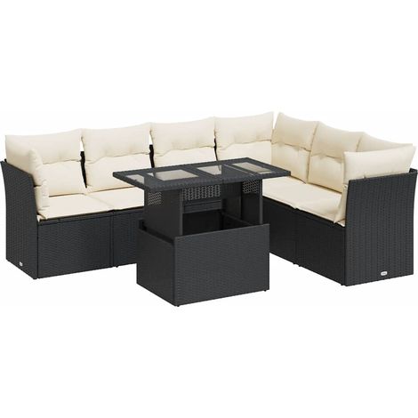 Set Divani da Giardino con Cuscini 7pz Nero Polyrattan vidaXL (1/5)