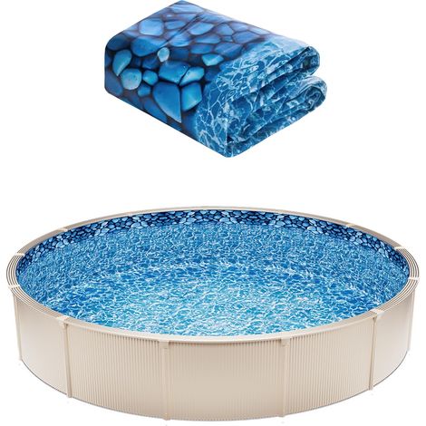 Revêtement de Piscine Ronde, 732x147 cm, Doublure Durable de Style Chevauchement Vinyle Calibre Standard, Résiste à l'usure, Rétention d'eau, pour Piscines Hors Sol à Parois de Hauteur 137 cm (1/5)