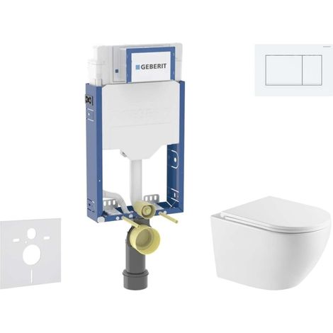 Geberit Kombifix - Conjunto de módulo de instalación empotrada, inodoro Oudee y asiento softclose, pulsador Sigma20, blanco/blanco mate SANI15CA3157 (1/5)