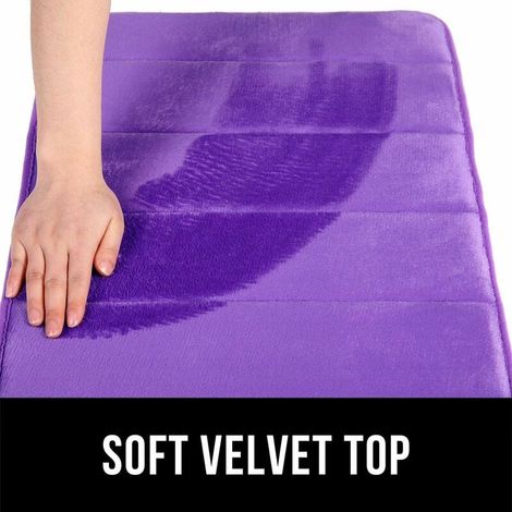 Alfombrilla de baño de espuma viscoelástica, antideslizante, absorbente, lavable, 40 x 60 cm, color morado (1/4)