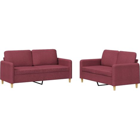 Maison Exclusive - Ensemble de canapés 2 pcs avec coussins Rouge bordeaux Tissu (1/5)