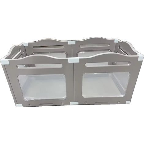 Box per cuccioli, pieghevole, trasparente con sportello, grigio trasparente, 6 pezzi, 129x68x60 cm (1/2)